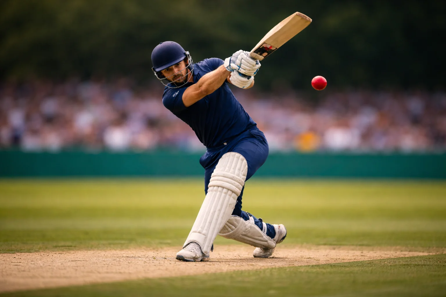 Battitore di cricket in azione durante una partita T20