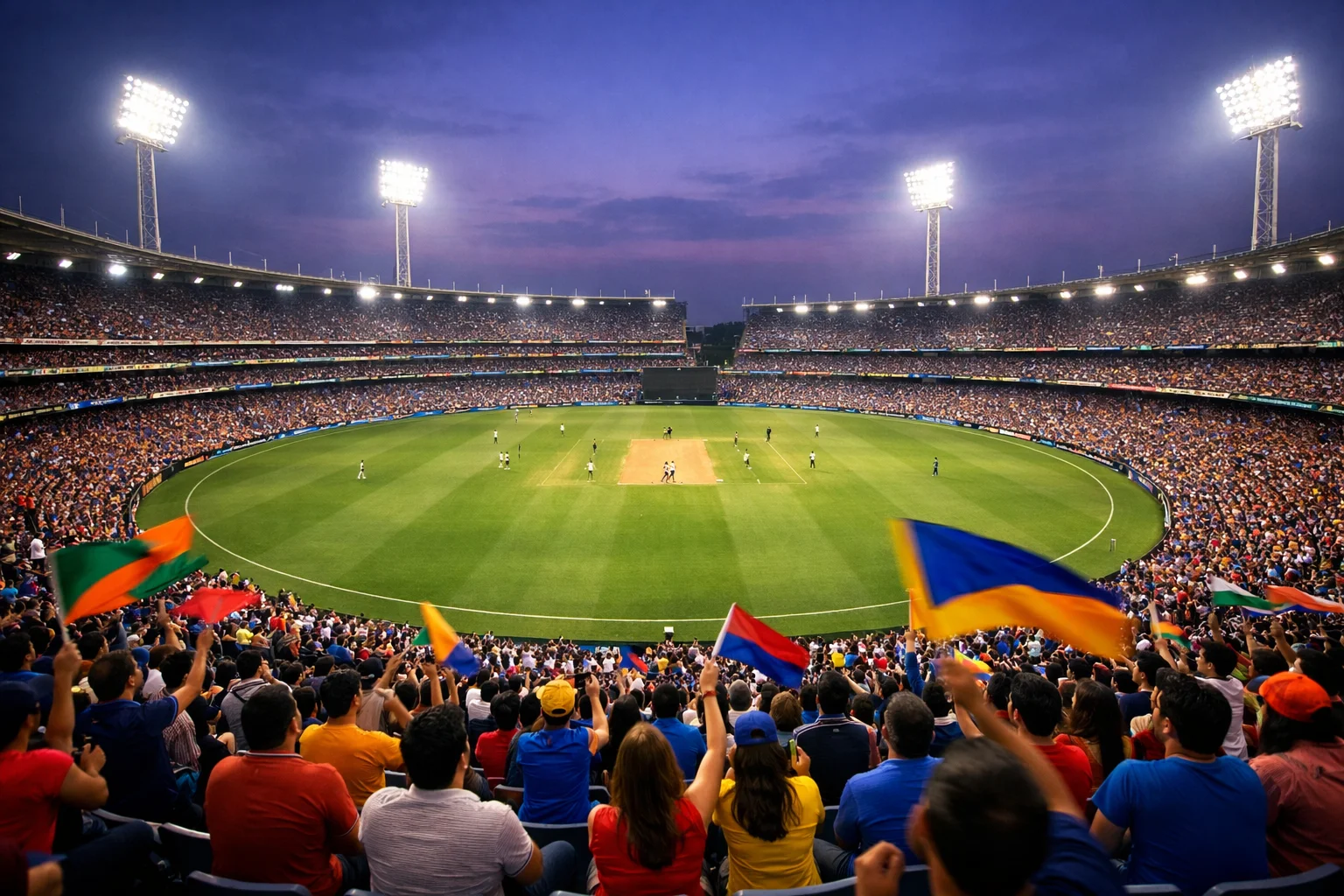 Tifosi di cricket in uno stadio durante una partita internazionale